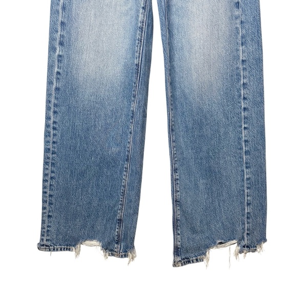 American Eagle Super High Rise Baggy Wide Leg Women’s Light Wash Jeans Sz 0 Reg - Picture 5 of 11